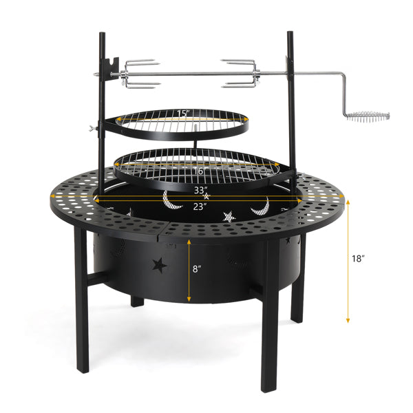 Fire Pit With 2 Cooking Grills