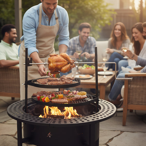 Fire Pit With 2 Cooking Grills
