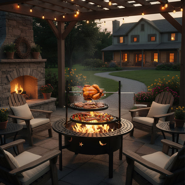 Fire Pit With 2 Cooking Grills