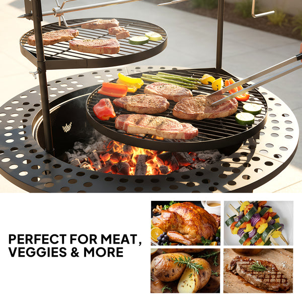 Fire Pit With 2 Cooking Grills